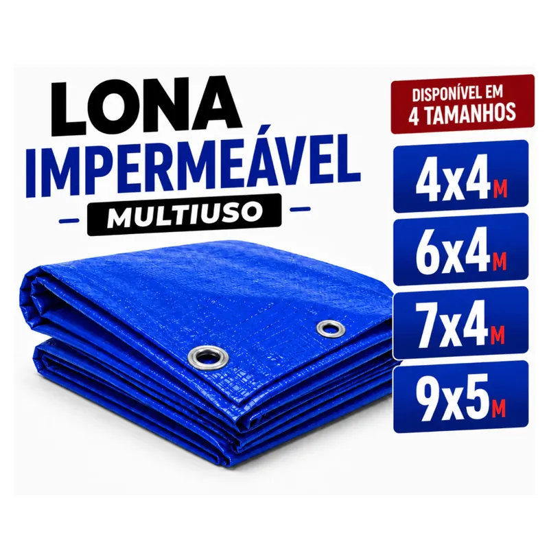 Lona Impermeável Multiuso (4×4, 6×4, 7×4 ou 9×5 m)